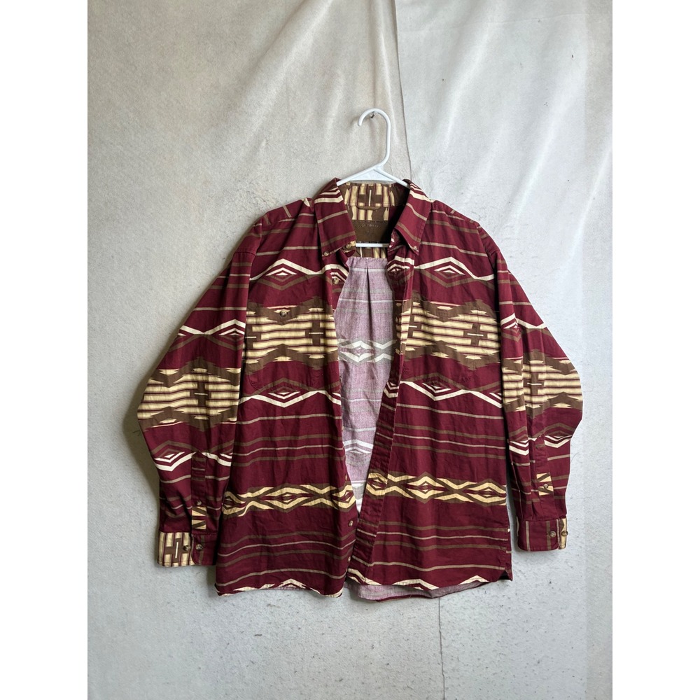 Clearwater Outfitters Mens M Burgundy Southwestern Geometric Button Down Shirt